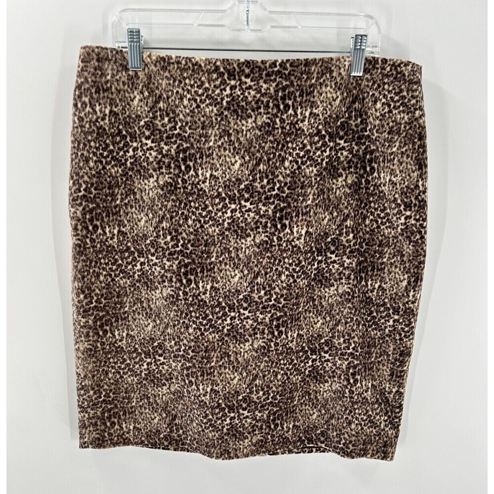Women's Talbots Leopard Print Velvet Pencil Straight Skirt Size 14